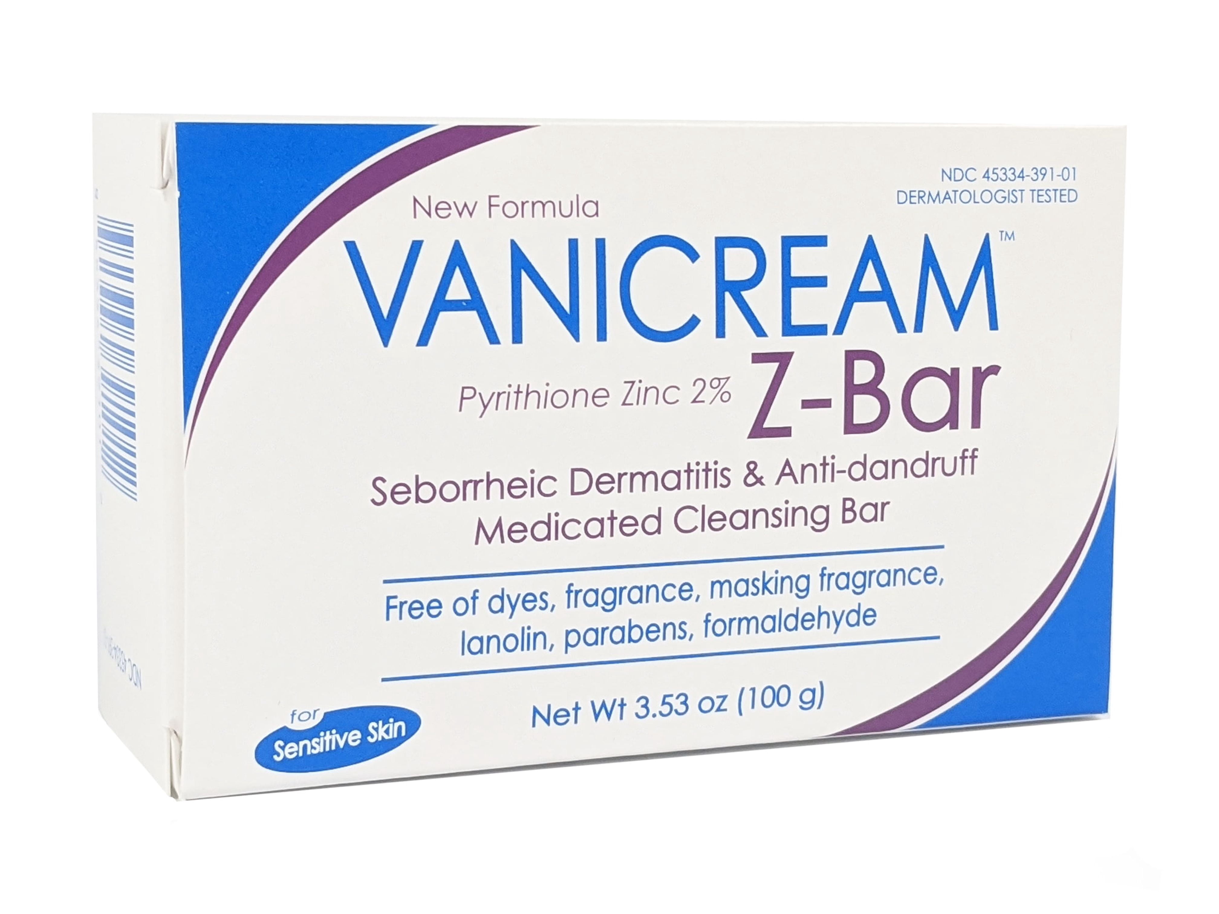 Vanicream Z-Bar Seborrheic Dermatitis & Anti-dandruff 2 % Pyrithione Zinc Medicated Cleansing Bar, 3.53 oz