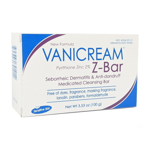 Vanicream Z-Bar Seborrheic Dermatitis & Anti-dandruff 2 % Pyrithione Zinc Medicated Cleansing Bar, 3.53 oz