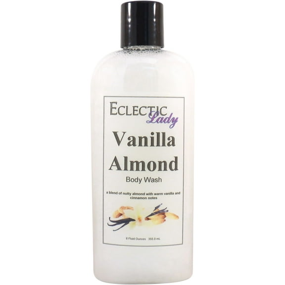 Vanilla Almond Body Wash by Eclectic Lady, Liquid Shower Gel for Women and Men, 8 Ounces