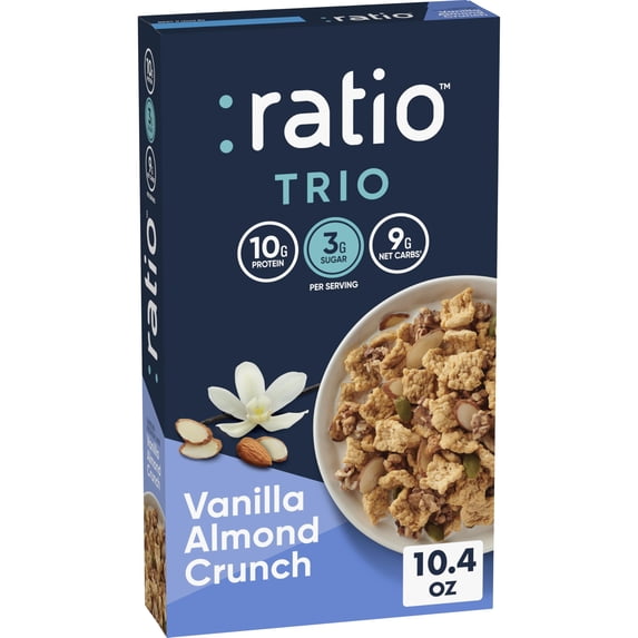Vanilla Almond Crunch Cereal 10G Protein Keto Friendly Ratio Trio 10.4 Oz