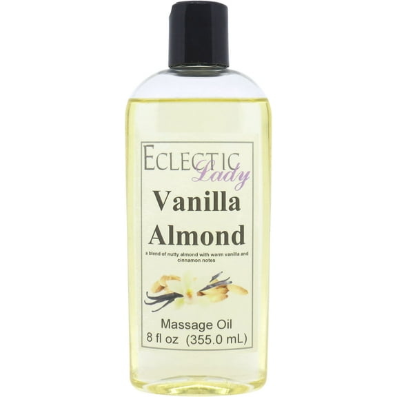 Vanilla Almond Massage Oil by Eclectic Lady, 8 oz, Sweet Almond Oil and Jojoba Oil