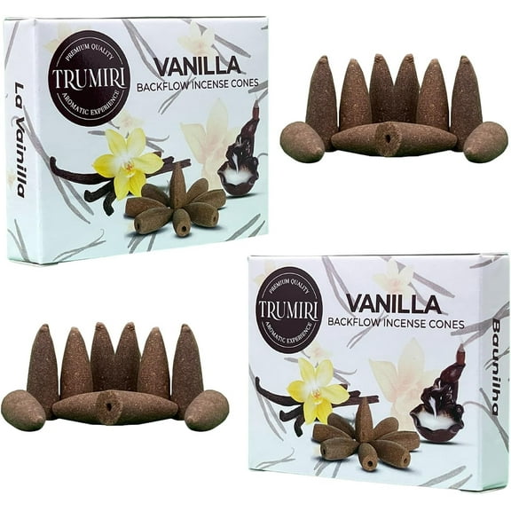 Vanilla Backflow Incense Cones - Total 20 Incense Cones Waterfall - Dual Pack of 10 Incense Backflow Cones - Waterfall Incense Cones - Incense Waterfall Cones