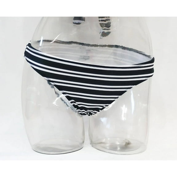 Vanilla Beach Sport Black Striped Hipster Cheeky Bikini Swim Bottom Juniors' Women's XS