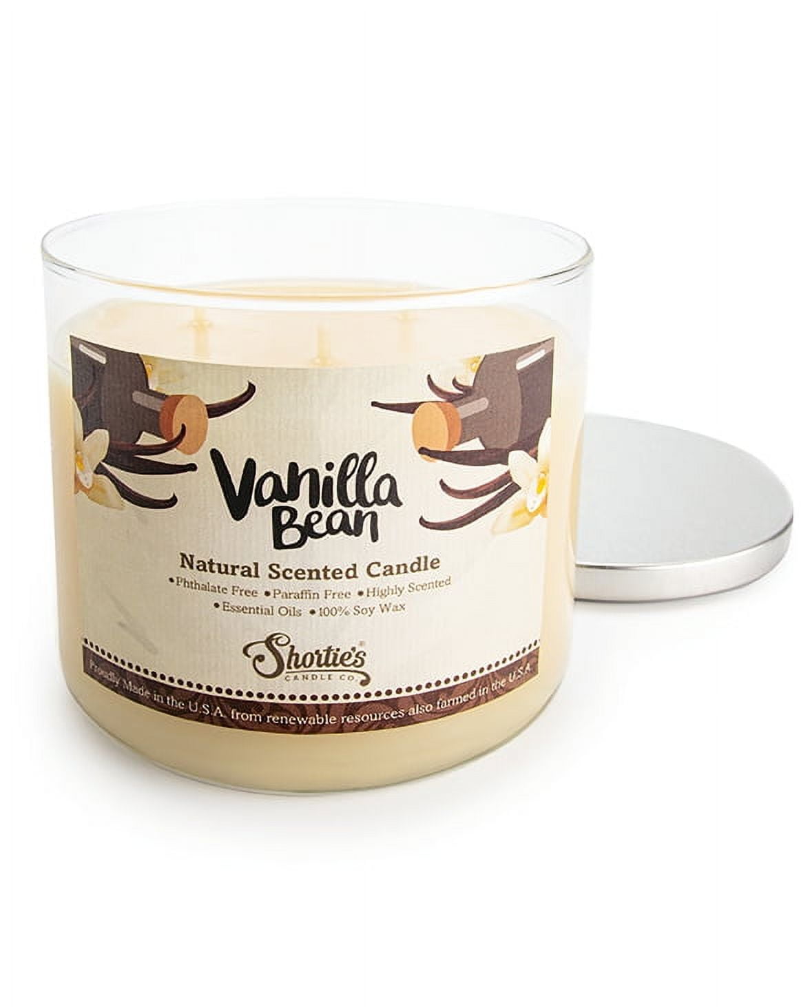 Vanilla Bean Scented 3 Wick Candle - All Natural - Made with 100% Responsibly Sourced Soy and Essential Fragrance Oils - Phthalate & Paraffin Free, Vegan, Non-Toxic