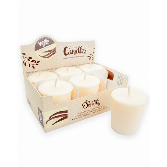Vanilla Bean Soy Votive Candles - Scented with Natural Fragrance Oils - 6 Beige Natural Votive Candle Refills - Bakery & Food Collection