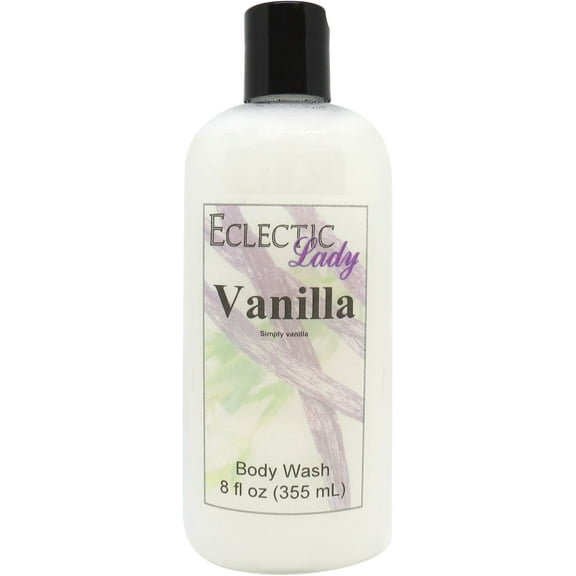 Vanilla Body Wash by Eclectic Lady, Liquid Shower Gel for Women and Men, 8 Ounces