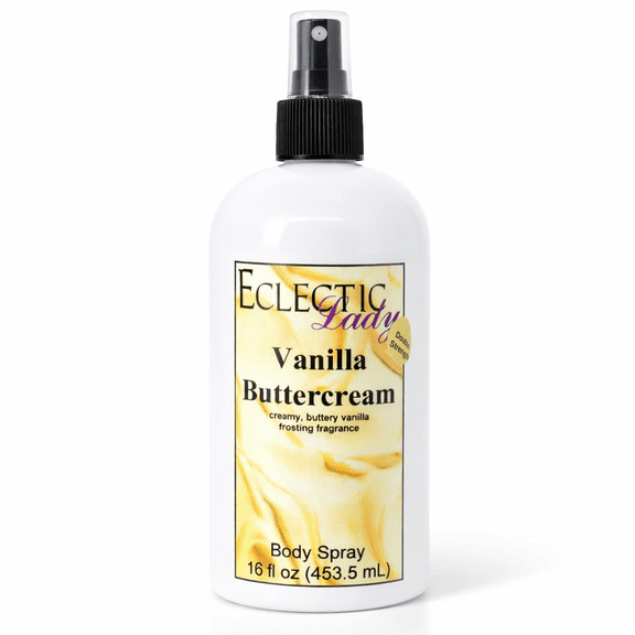 Vanilla Buttercream Body Spray, Eclectic Lady, Hydrating Mist, Unisex (Double Strength), 16 oz