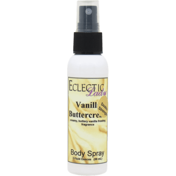 Vanilla Buttercream Body Spray, Eclectic Lady, Hydrating Mist, Unisex (Double Strength), 2 oz