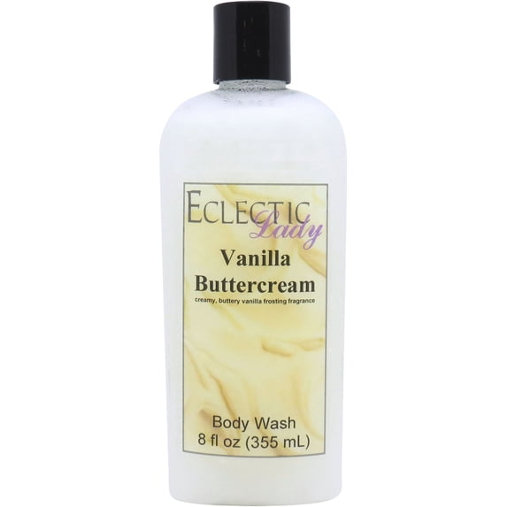 Vanilla Buttercream Body Wash by Eclectic Lady, Liquid Shower Gel for Women and Men, 8 Ounces