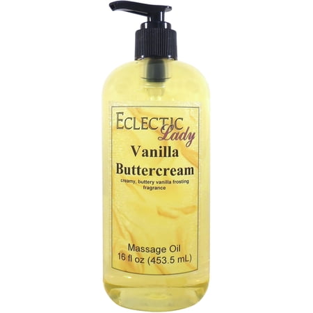 Vanilla Buttercream Massage Oil by Eclectic Lady, 16 oz, Sweet Almond Oil and Jojoba Oil
