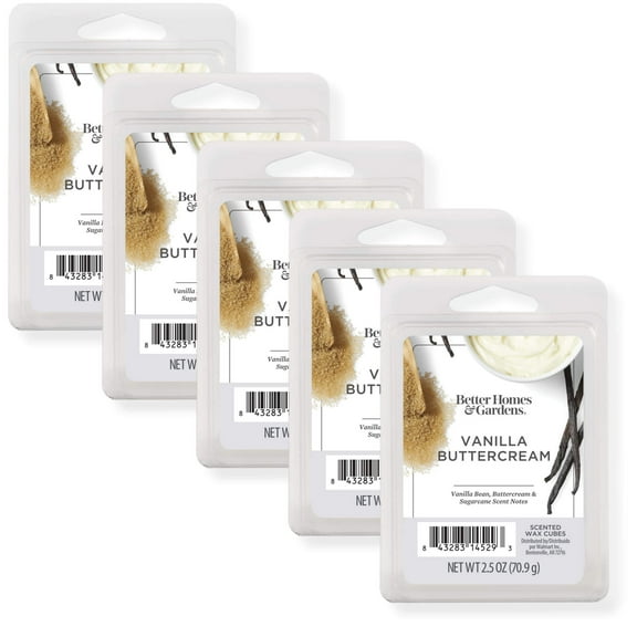 Vanilla Buttercream Scented Wax Melts, Better Homes & Gardens, 2.5 oz (5-Pack)