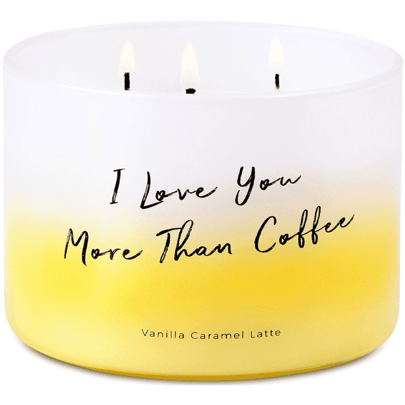 Vanilla Caramel Latte Coffee Candle 3 Wick Large Soy Scented Candles for Men and Women 15.8 Oz