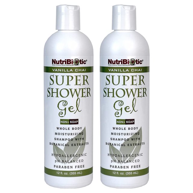 Vanilla Chai Super Shower Gel, 12 Oz Pack Whole Body Shampoo with GSE