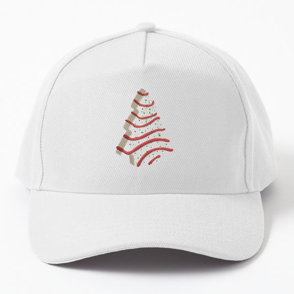 Vanilla Christmas Tree Snack Cake Baseball Cap, Holiday Dessert Hat Style