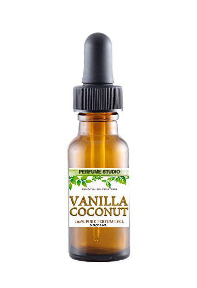 Vanilla Coconut Perfume Oil in a 15ml Amber Glass Dropper Bottle