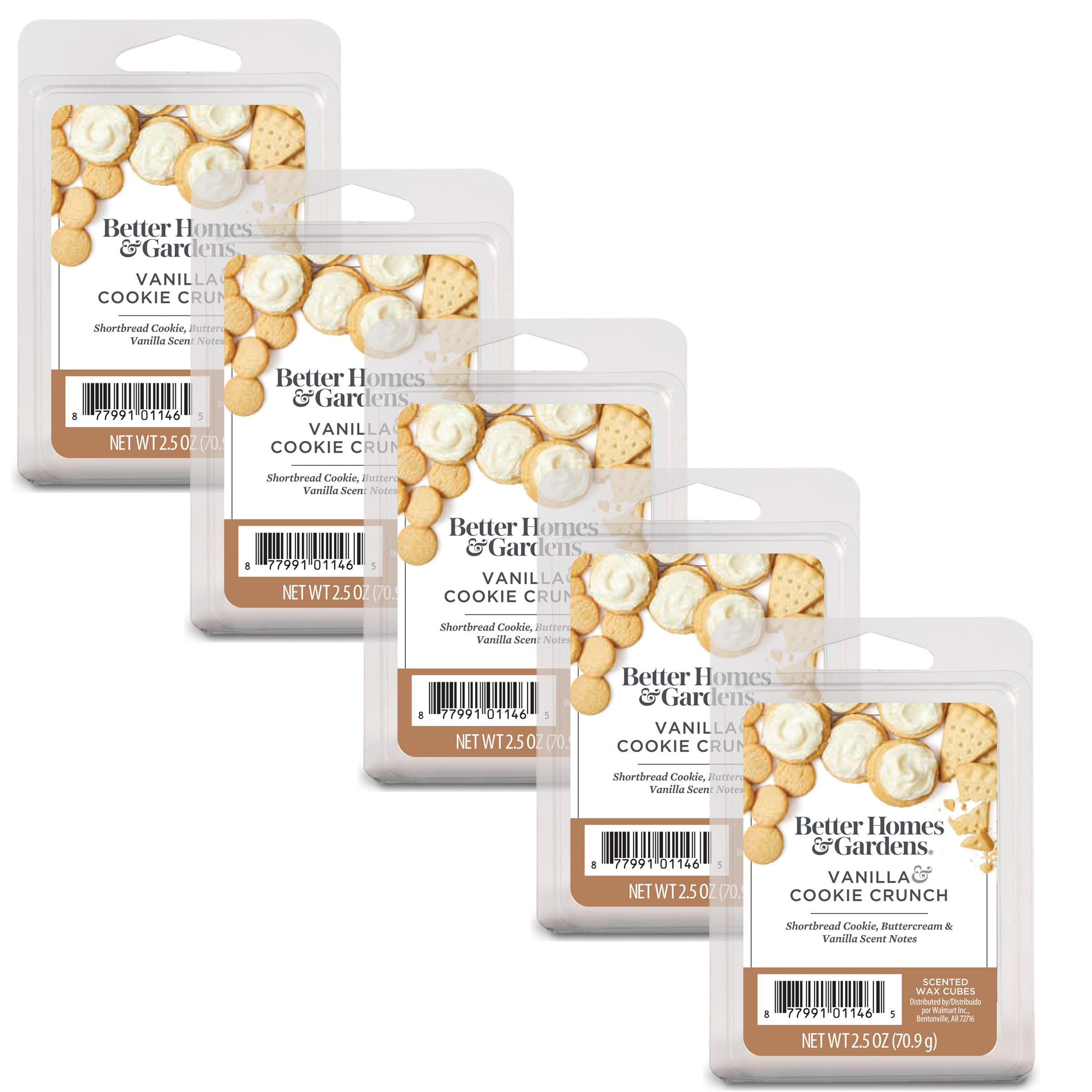 Better Homes & Gardens Vanilla Cookie Crunch Scented Wax Melts, 2.5 oz, 5-Pack