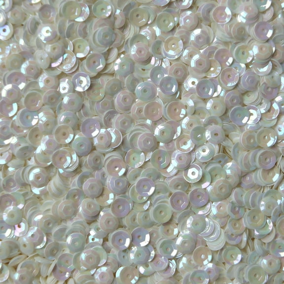 Vanilla Cream Cup Sequins 5mm Opaque Rainbow Iris Made in USA