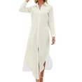 thumbnail image 1 of Vanilla (Cream/White) Color Long Sleeved Shirt Dress dresses for special events Clothing, 1 of 6