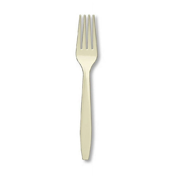 Reusable Party Forks Tableware, Vanilla CrÔøΩme, Plastic, Full size, Pack of 20