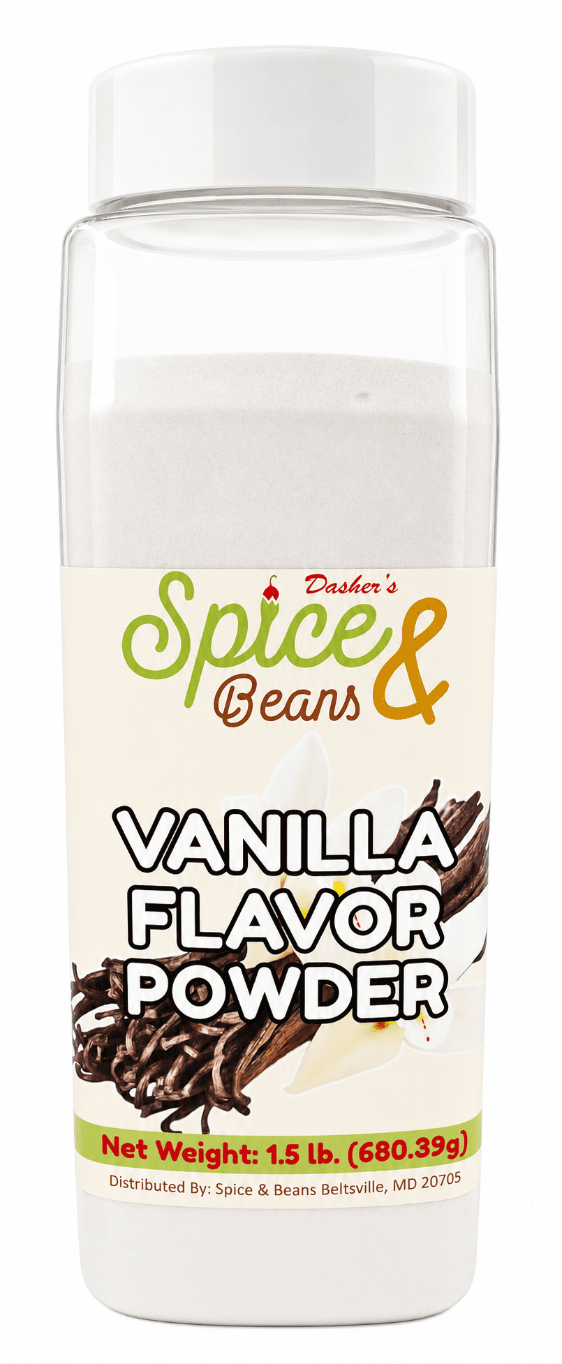 Vanilla Flavoring Powder | Liquid Vanilla Alternative | by Dasher's Spice & Beans | 1.5 lb