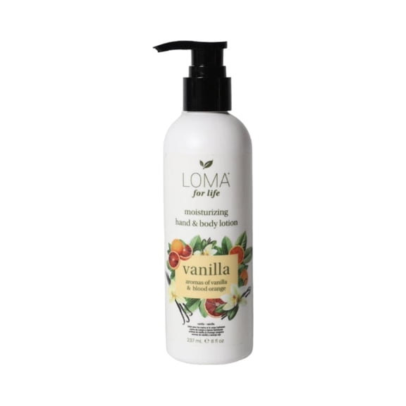 Loma Vanilla Moisturizing Hand and Body Lotion with Aloe Vera, Fast Absorbing Formula, 8 fl oz