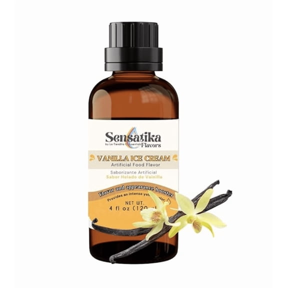 Vanilla Ice Cream Concentrate Sensatika 4 fl oz - Imitation Extract for ice cream, milkshakes, baking, pastry and coffee syrups