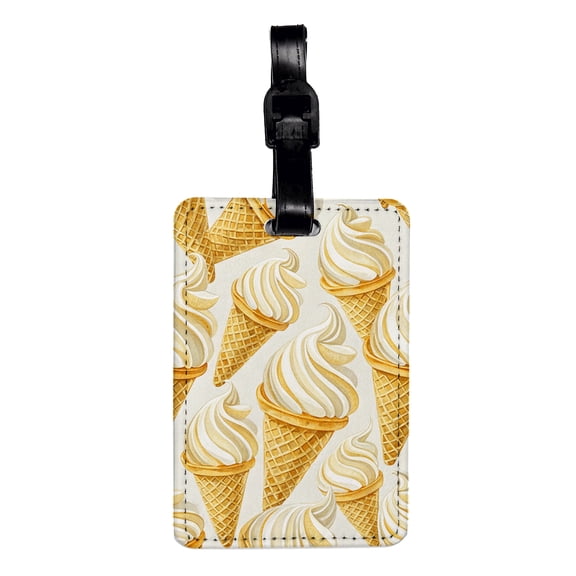 Vanilla Ice Cream Cones Faux Leather Travel Luggage Tag