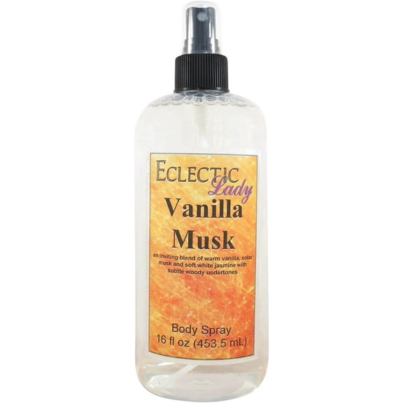 Vanilla Musk Body Spray, Eclectic Lady, Hydrating Mist, Unisex, 16 oz