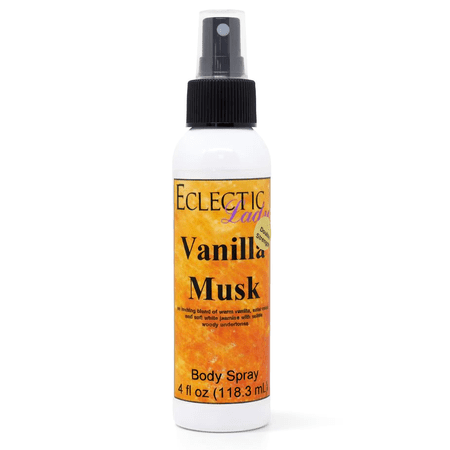 Vanilla Musk Body Spray, Eclectic Lady, Hydrating Mist, Unisex (Double Strength), 2 oz