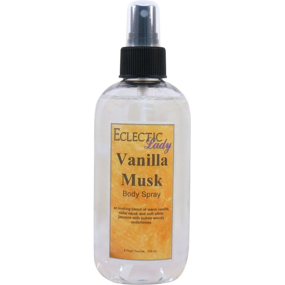 Vanilla Musk Body Spray, Eclectic Lady, Hydrating Mist, Unisex (Double Strength), 8 oz