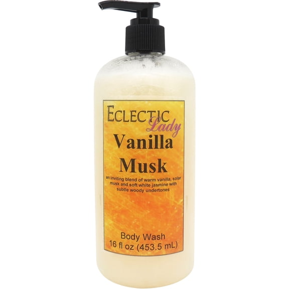 Vanilla Musk Body Wash by Eclectic Lady, Liquid Shower Gel for Women and Men, 16 Ounces