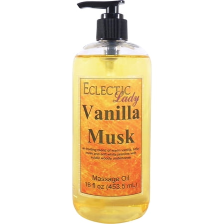 Vanilla Musk Massage Oil by Eclectic Lady, 16 oz, Sweet Almond Oil and Jojoba Oil
