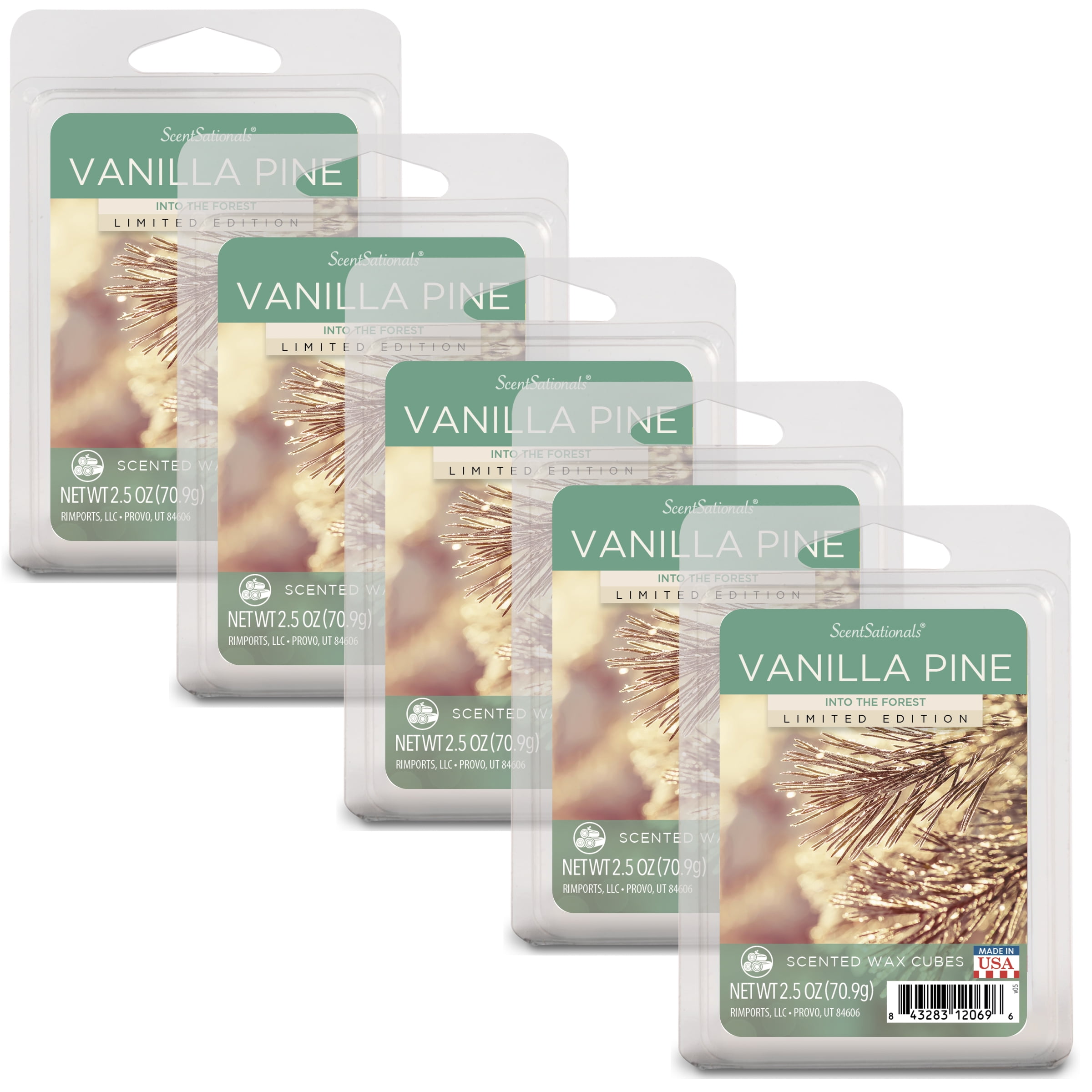 Vanilla Pine Scented Wax Melts, ScentSationals, 2.5 oz (5-Pack)