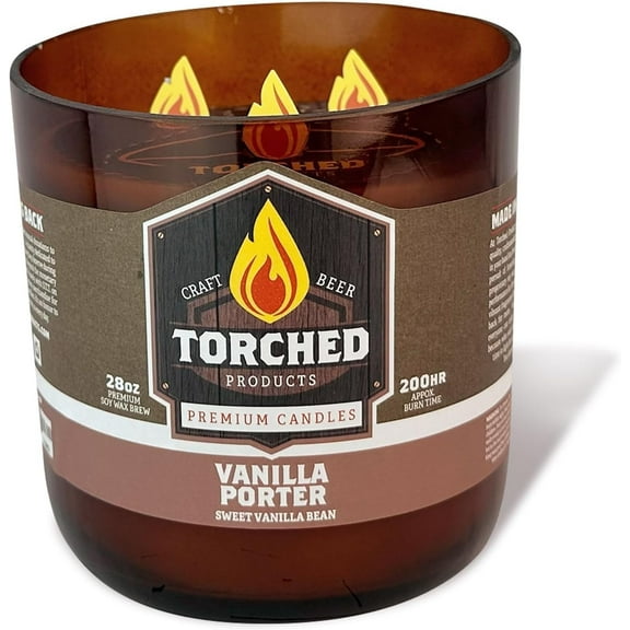 Torched Beer Scented Candles Decor Vanilla Porter Beer Scent 28 oz