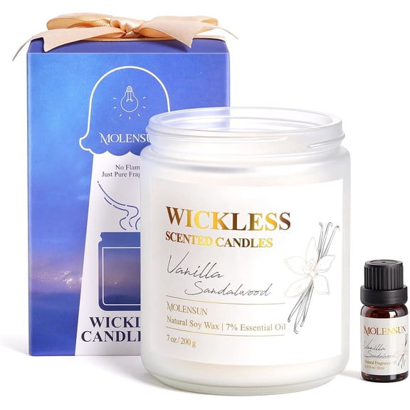 Vanilla Sandalwood Wickless Candle for Candle Warmer Lamp with 10ml Essential Oil for Custom Aroma, Flameless Non-Toxic Soy Scented Candle for Home, Monter's Day or Birthday Gifts for Women & Men