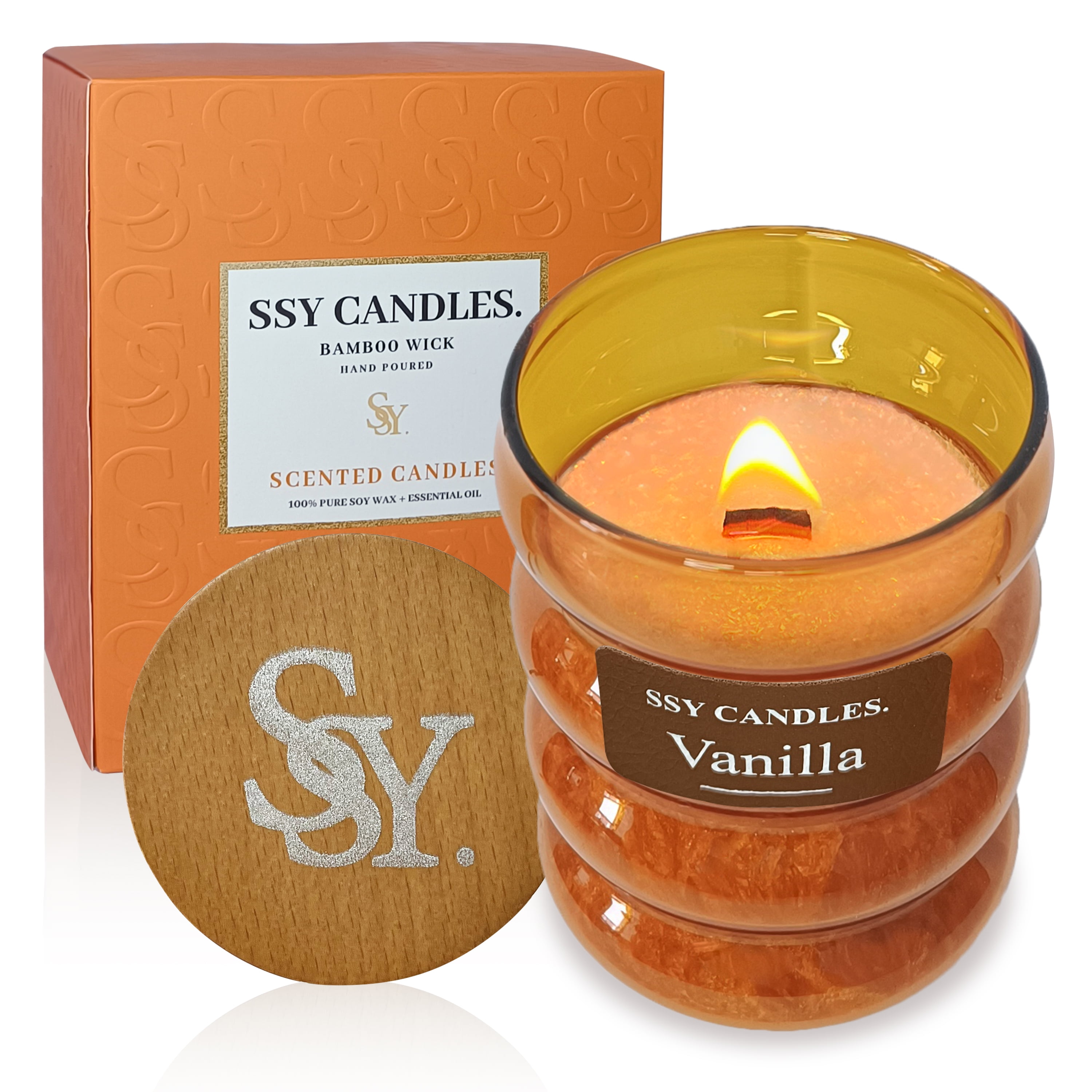 Vanilla Scented Candles for Home - Jar Candles 8.4 oz - Wooden Wick ...