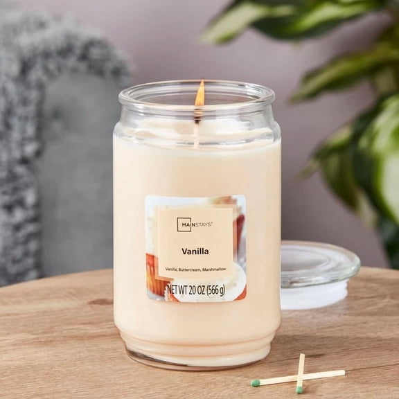 Vanilla Scented Large Glass Jar Candle 20Oz Relaxing Aromatherapy Home Decor New