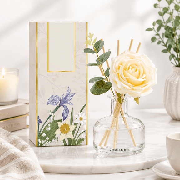 Vanilla Scented Reed Diffuser Set, 7.10 Oz Long-Lasting Home Air Freshener