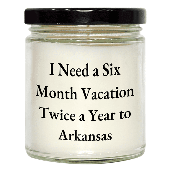Vanilla Soy Candle Arkansas Getaway Gifts Funny Birthday Presents for Loved Ones to Enjoy Relaxation 9oz Soy Wax Hand-Poured with Black Lid Arkansas Made Unique Gift from Home to Arkansas Lovers