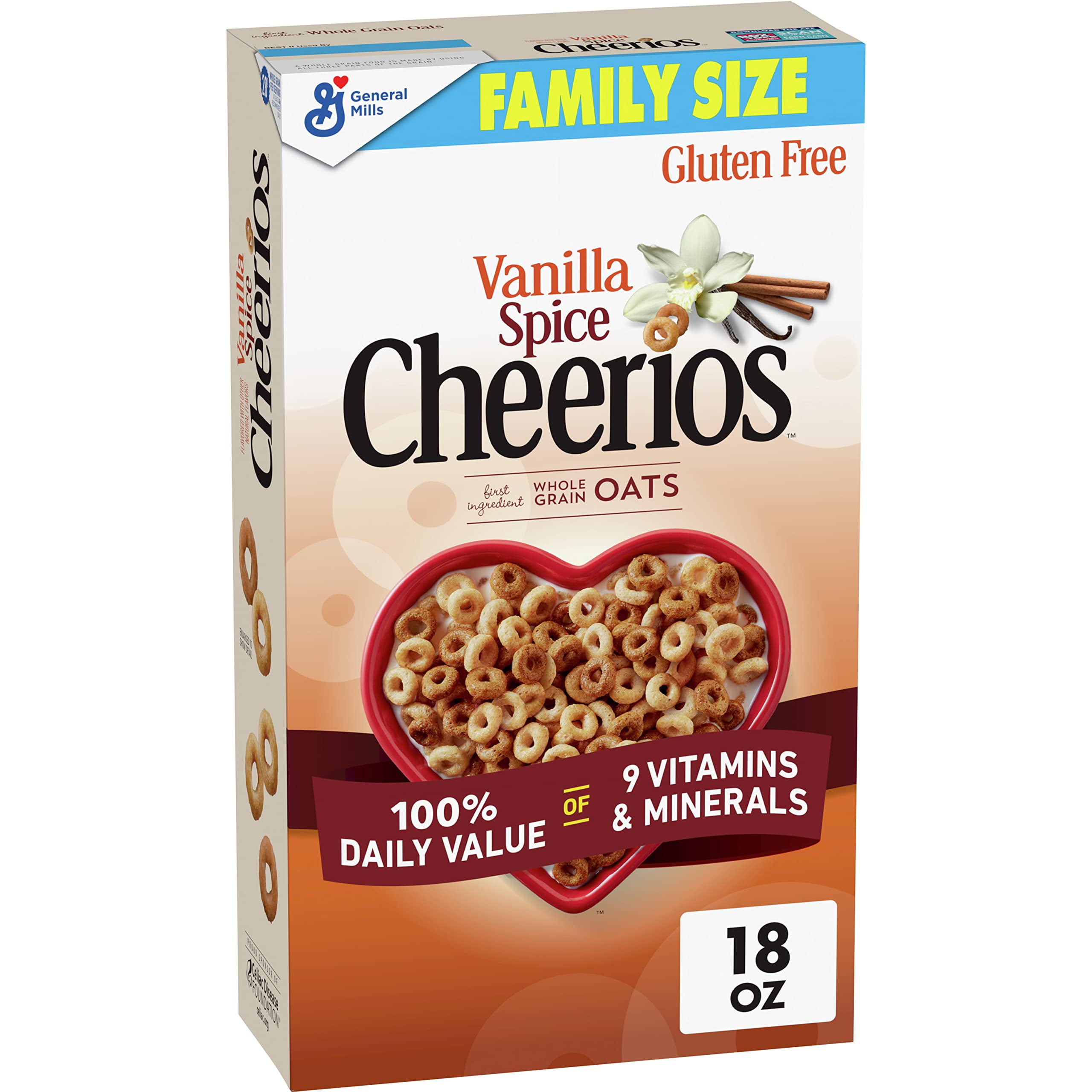 Vanilla Spice Cheerios Heart Healthy Cereal, Gluten Free Cereal With