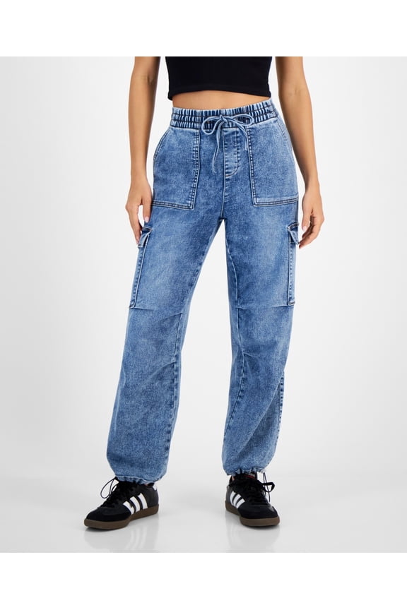 HARDWIN Juniors' High-Rise Drawstring-Waist Cargo Pants, US Medium