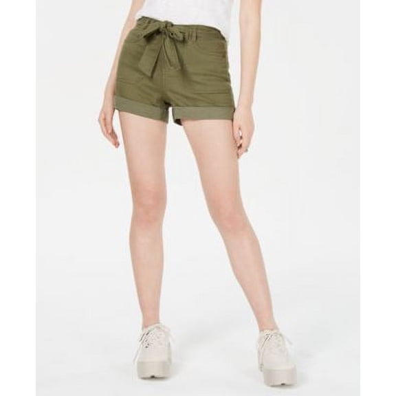 Vanilla Star Juniors Belted Utility Shorts Army Green 0