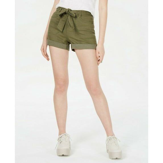 Vanilla Star Juniors' Belted Utility Shorts Mid Rise 5 Pockets (Fatigue,3 (26W))