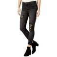 thumbnail image 1 of Vanilla Star Juniors' Embroidered Ripped Skinny Jeans (Black, 5), 1 of 1