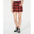 thumbnail image 1 of Vanilla Star Juniors Plaid Denim Mini Skirt Red 0, 1 of 1