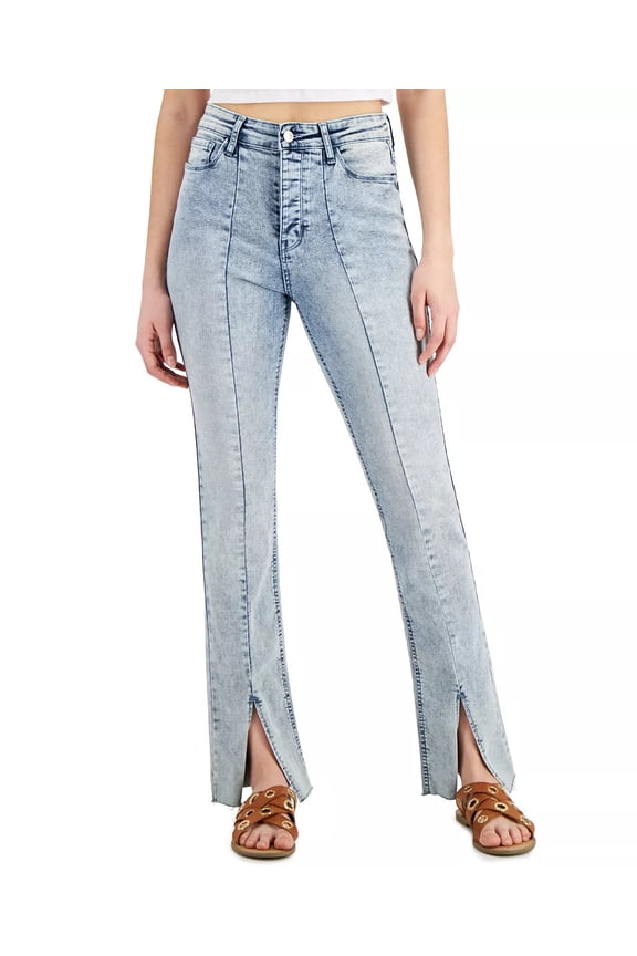 Juniors Slit-Hem Straight-Leg Jeans, Tash, 10