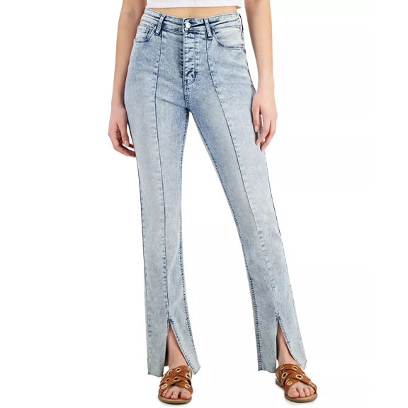 Vanilla Star Juniors Slit-Hem Straight-Leg Jeans, Tash, 10