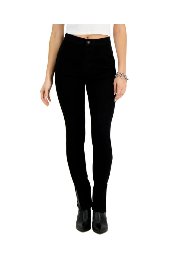 Womens Split Hem Stretch Skinny Fit Jeans, Black, Juniors, X-Small