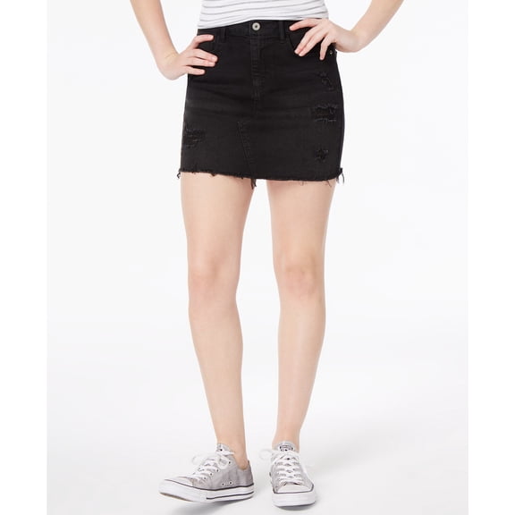 Vanilla Star - Ripped Denim Mini Skirt - Juniors - 5