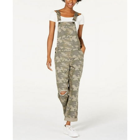Vanilla Star Women's Ripped Camouflage Overalls Dress Green Size 9